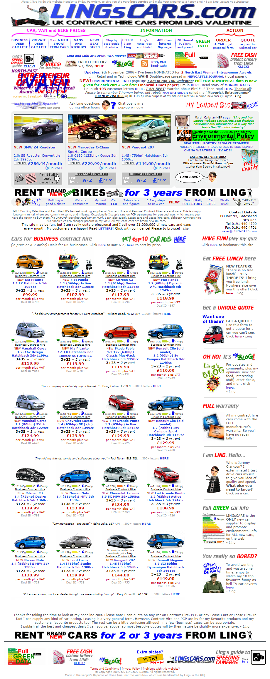 Ling's Cars website in 2006