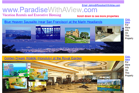 Paradise with a View website in 2006
