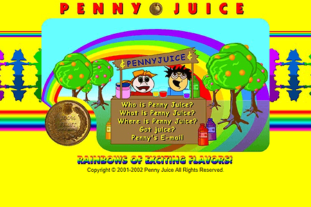 Penny Juice website in 2002