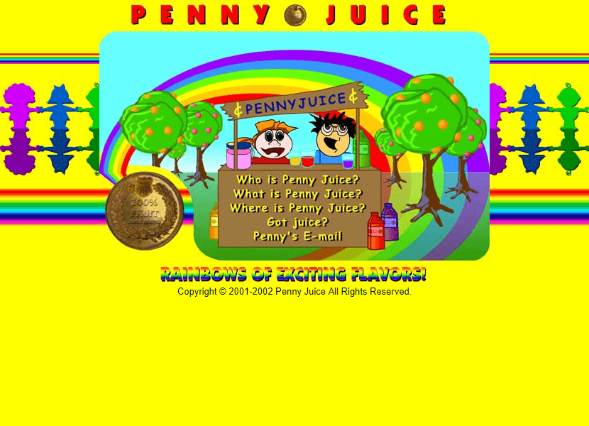 Penny Juice website in 2002