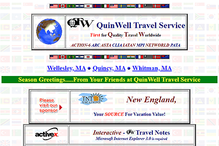 QuinWell Travel Service website in 1996