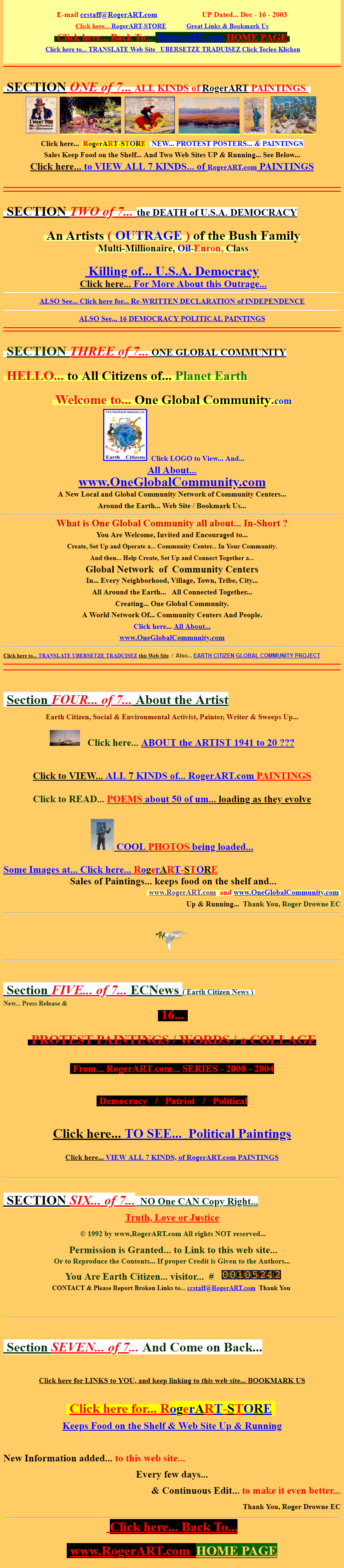 RogerART website in 2003