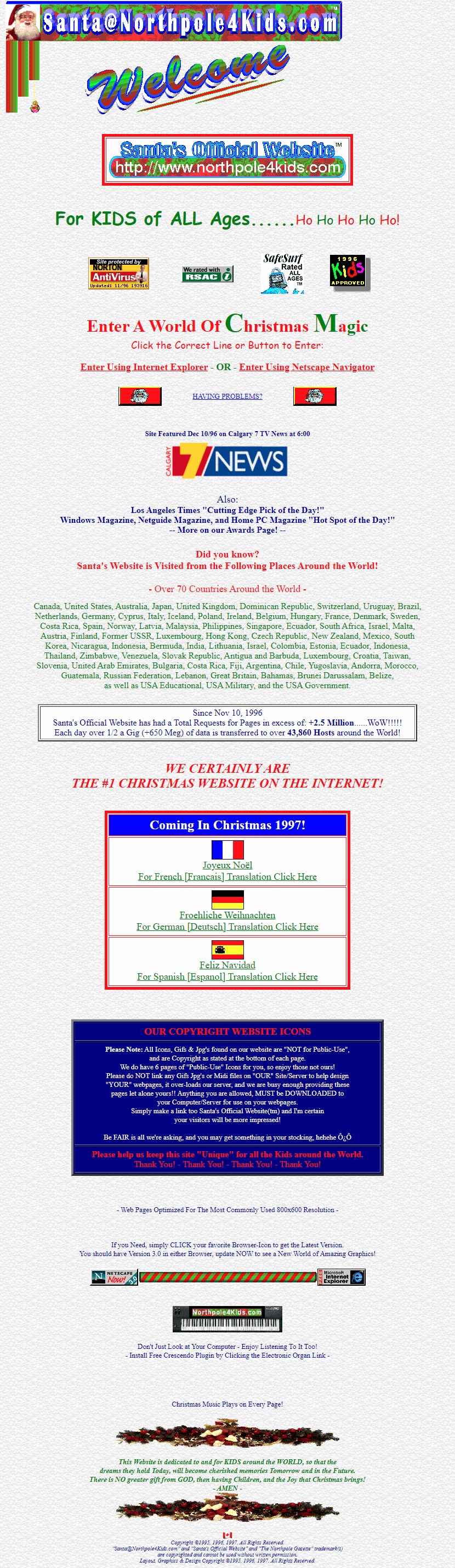Santa's Official Website in 1996