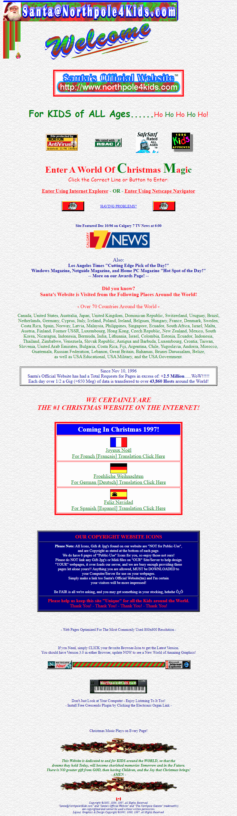 Santa's Official website in 1996