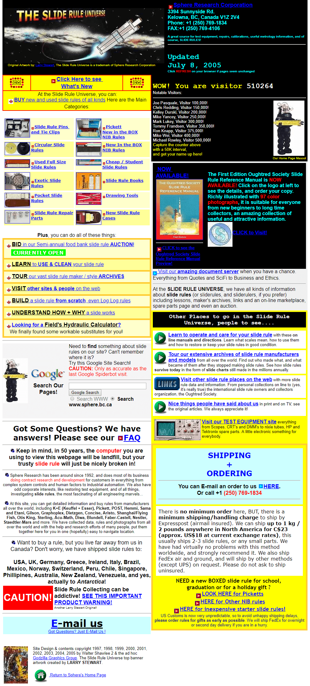 The Slide Rule Universe website in 2006