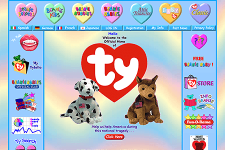 Ty website in 2001