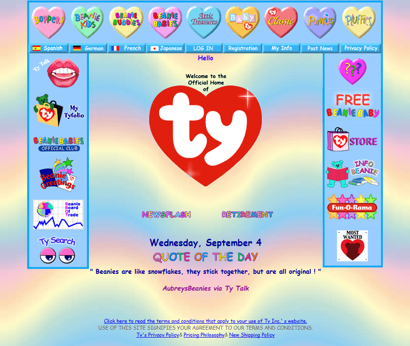 Ty website in 2002