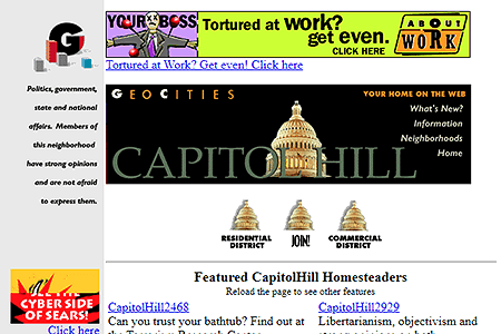 GeoCities CapitolHill Neighborhood website in 1996