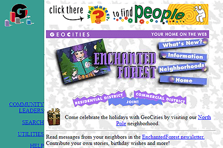 GeoCities Enchanted Forest Neighborhood website in 1996