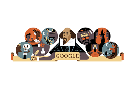 Google Doodle celebrating William Shakespeare