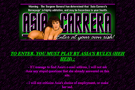 Asia Carrera website in 1997