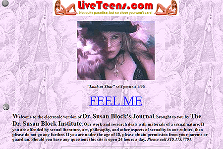The Dr. Susan Block Journal website in 1996