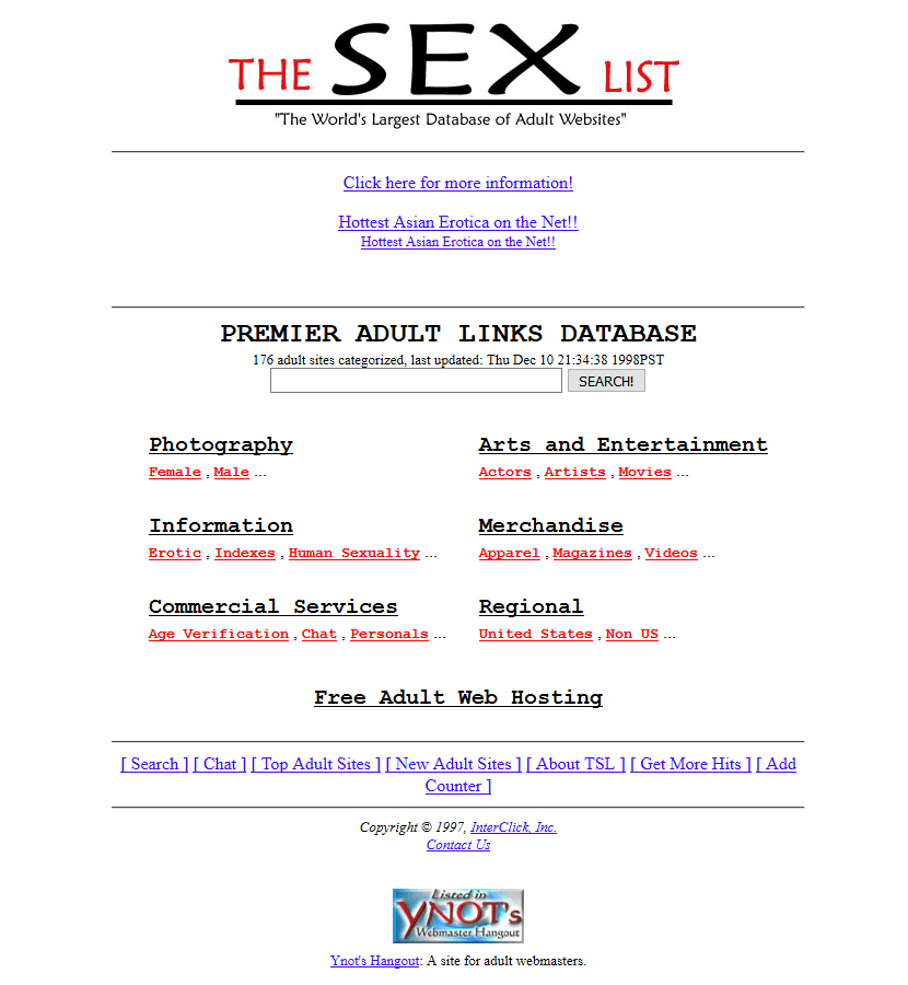 The Sex List in 1997