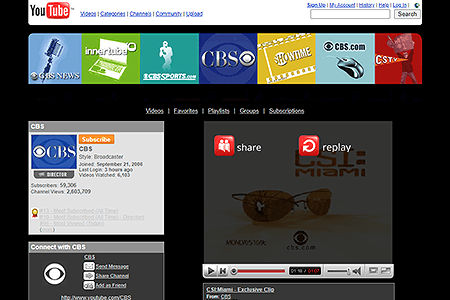 CBS YouTube Channel in 2007