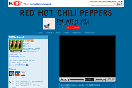 Red Hot Chili Peppers YouTube Channel in 2007