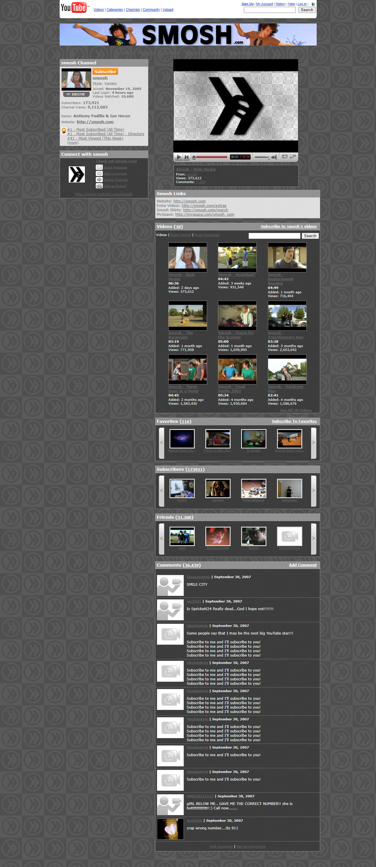 Smosh YouTube Channel in 2007