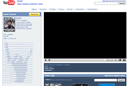 Jawed YouTube Channel in 2008