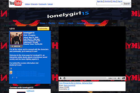 Lonelygirl15 YouTube Channel in 2008