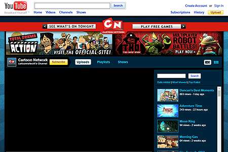 Cartoon Network YouTube Channel in 2009