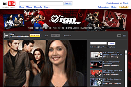 IGN Entertainment YouTube Channel in 2009