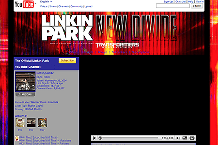 Linkin Park YouTube Channel in 2009