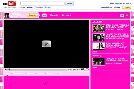 Nicki Minaj YouTube Channel in 2009