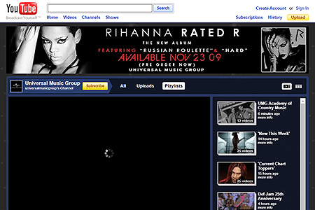 Universal Music Group YouTube Channel in 2009