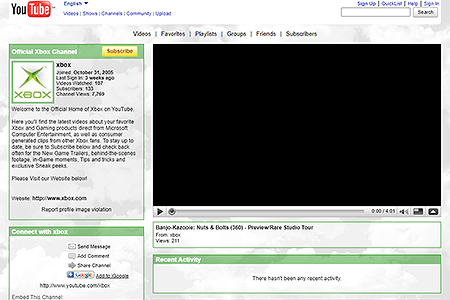 Xbox YouTube Channel in 2009