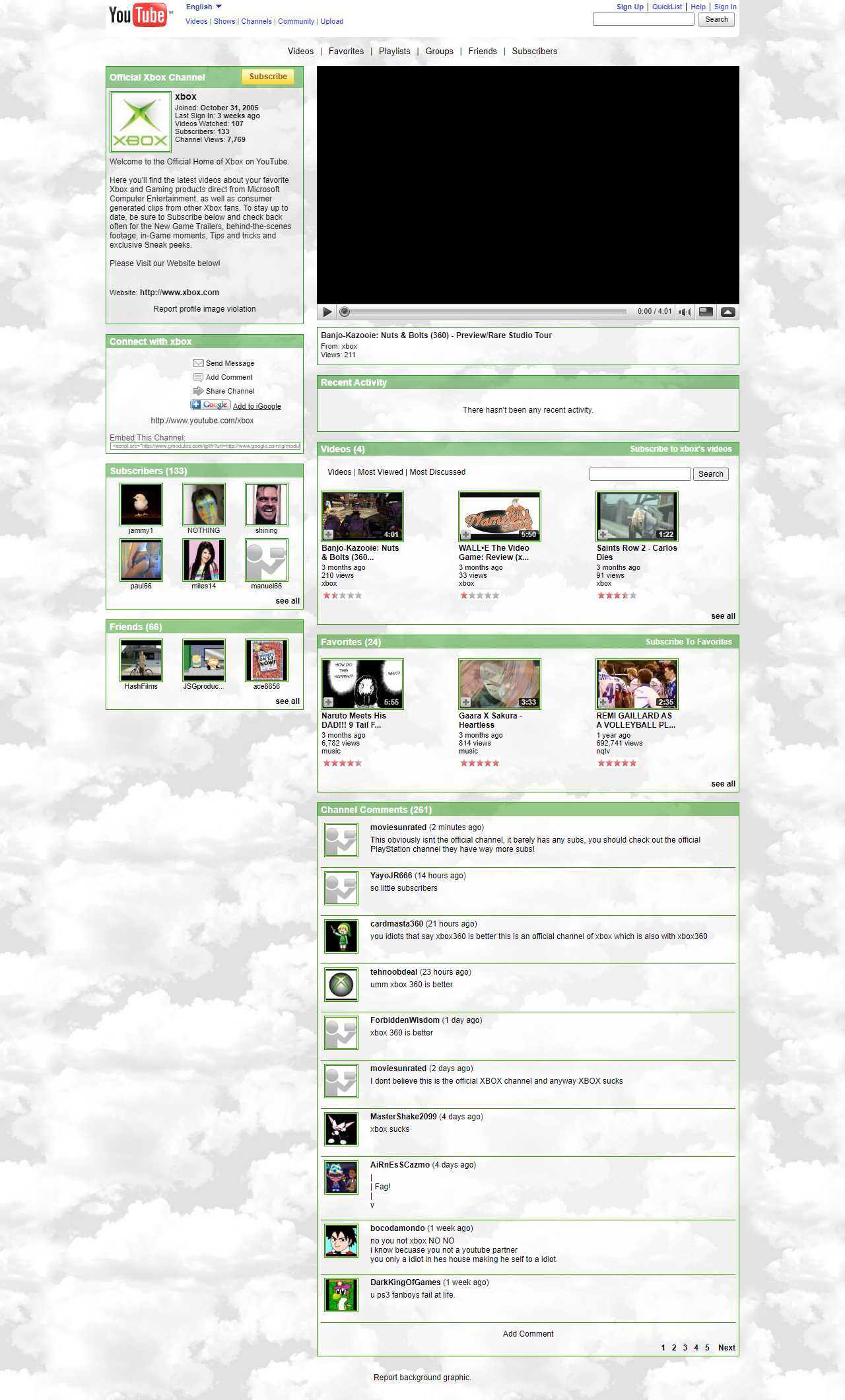 Xbox YouTube Channel in 2009