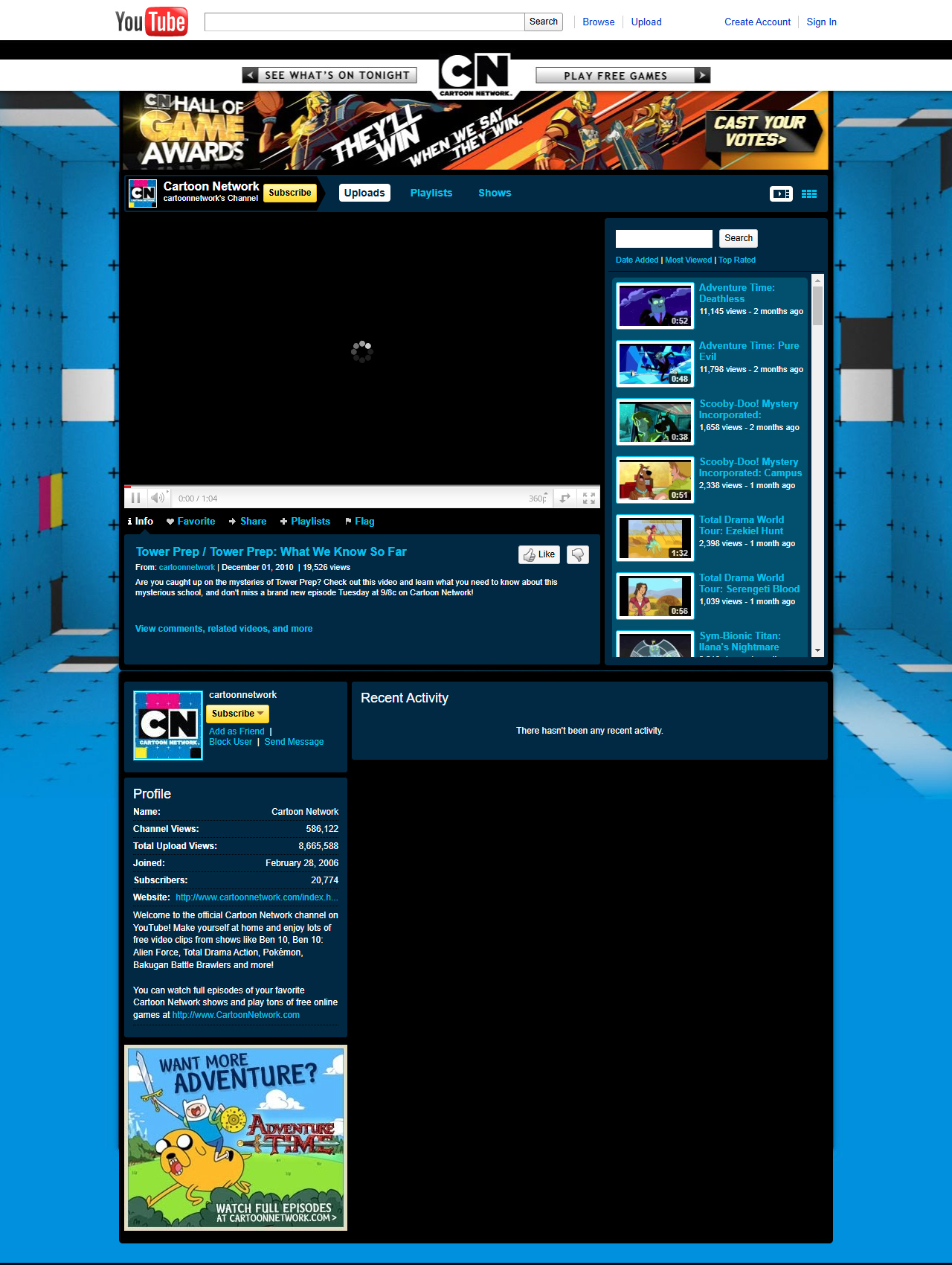 Cartoon Network YouTube Channel in 2010