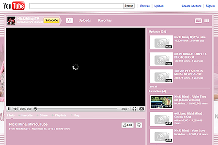 Nicki Minaj YouTube Channel in 2010