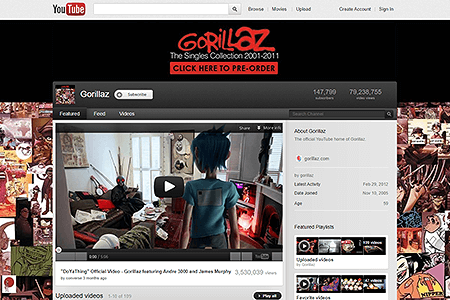 Gorillaz YouTube Channel in 2012