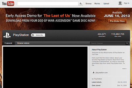 PlayStation YouTube Channel in 2012