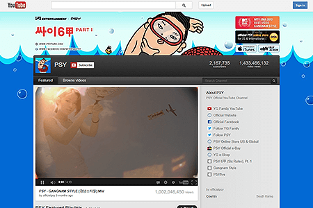 PSY YouTube Channel in 2012