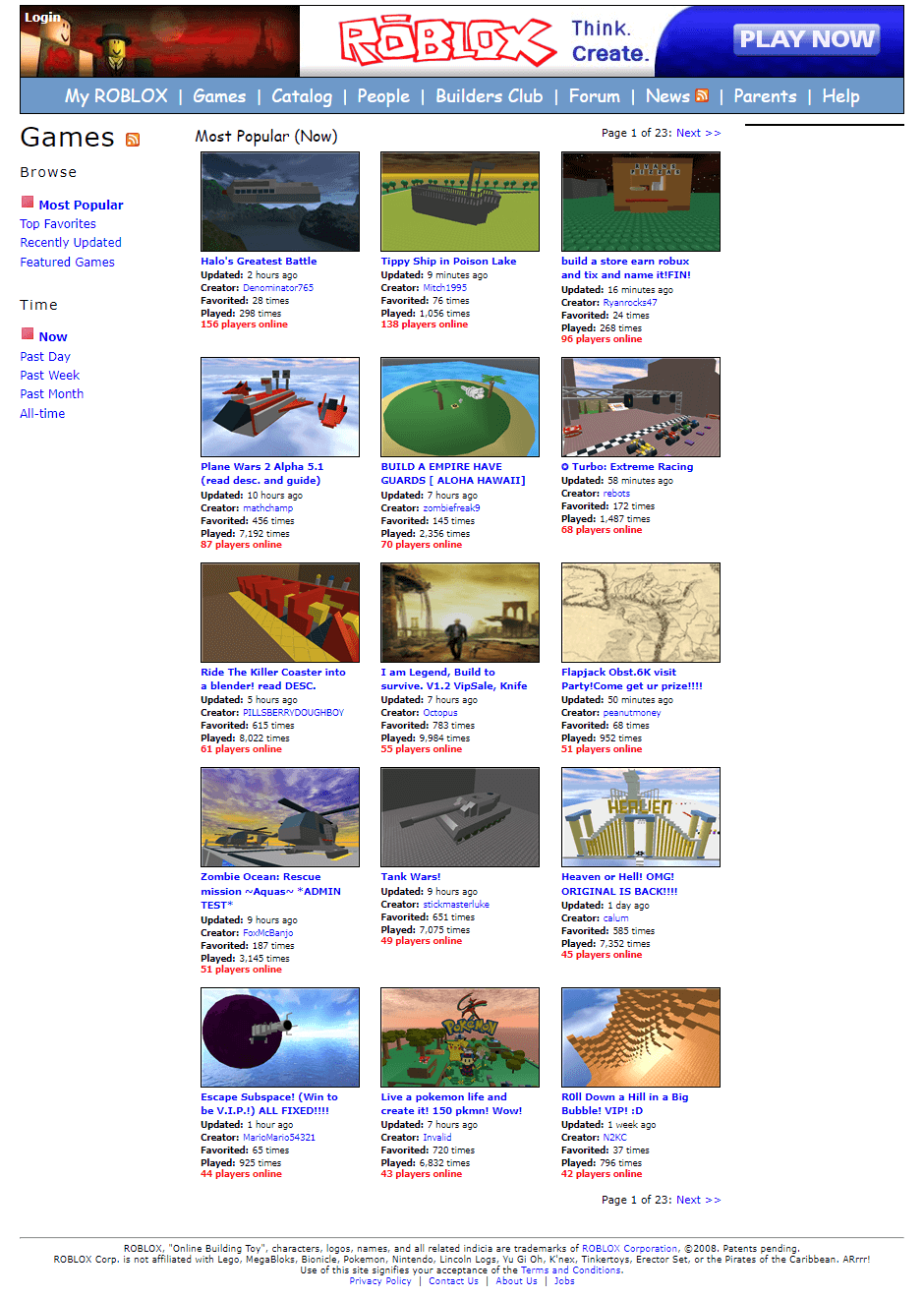 Roblox in 2008 - Web Design Museum