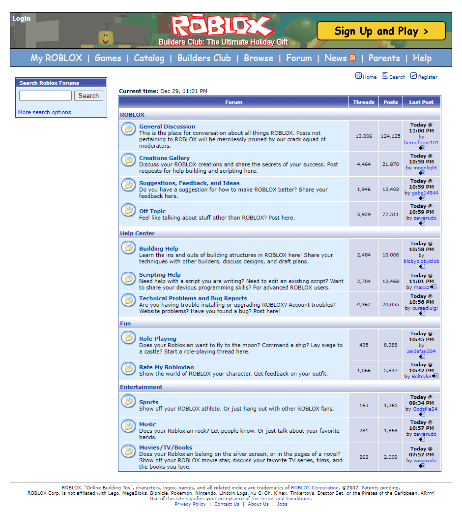 Roblox in 2006 - Web Design Museum