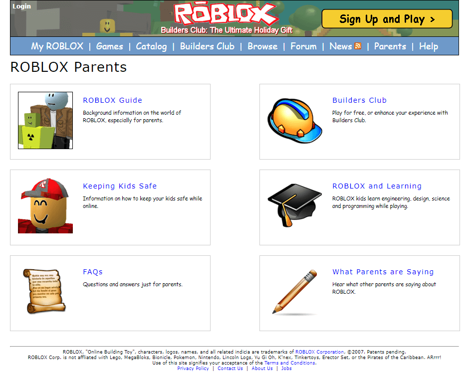 Roblox in 2007 - Web Design Museum