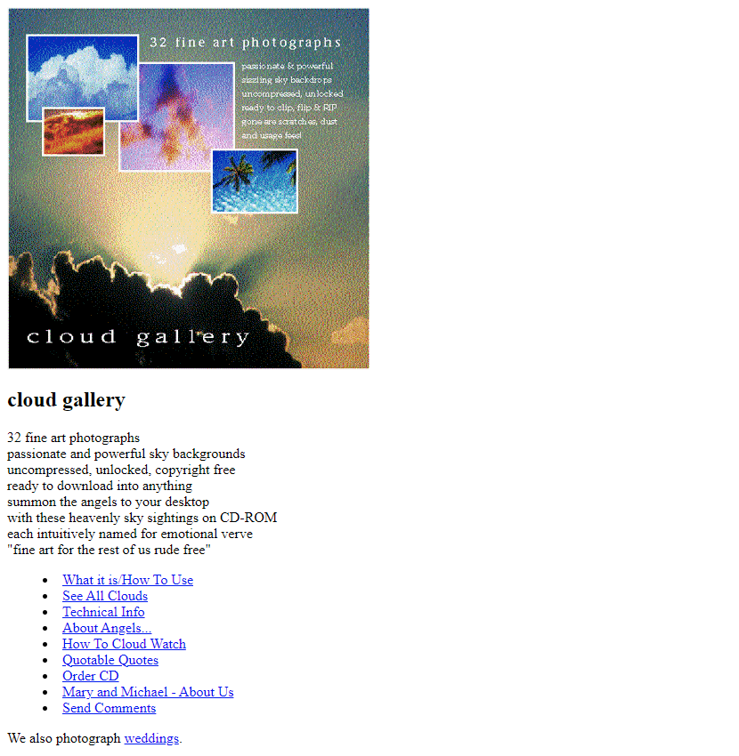 Cloud Gallery website in 1994