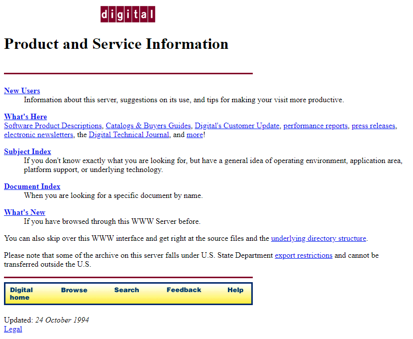Digital website in 1994
