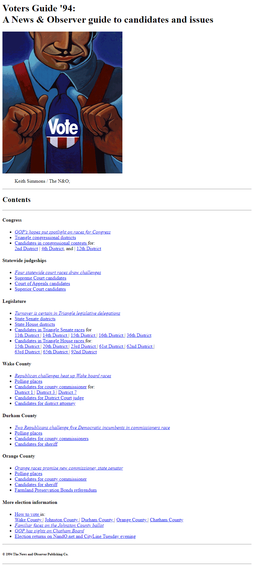 Voters Guide '94 website in 1994