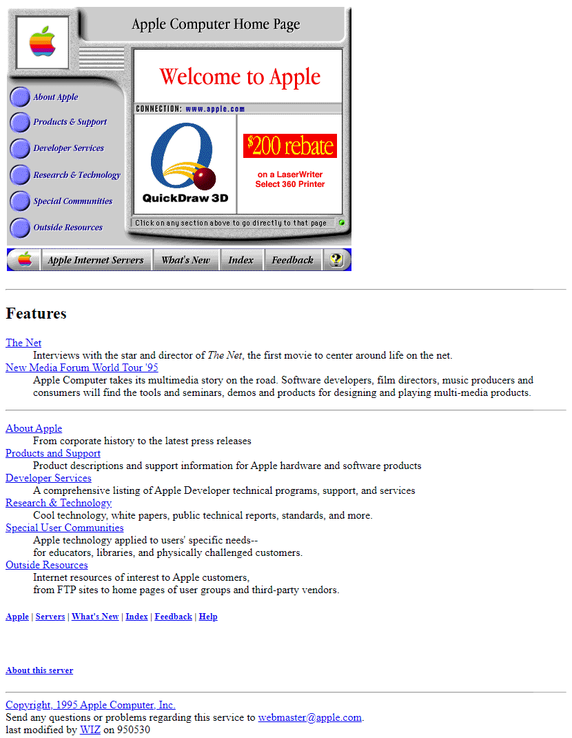 Apple website in 1995