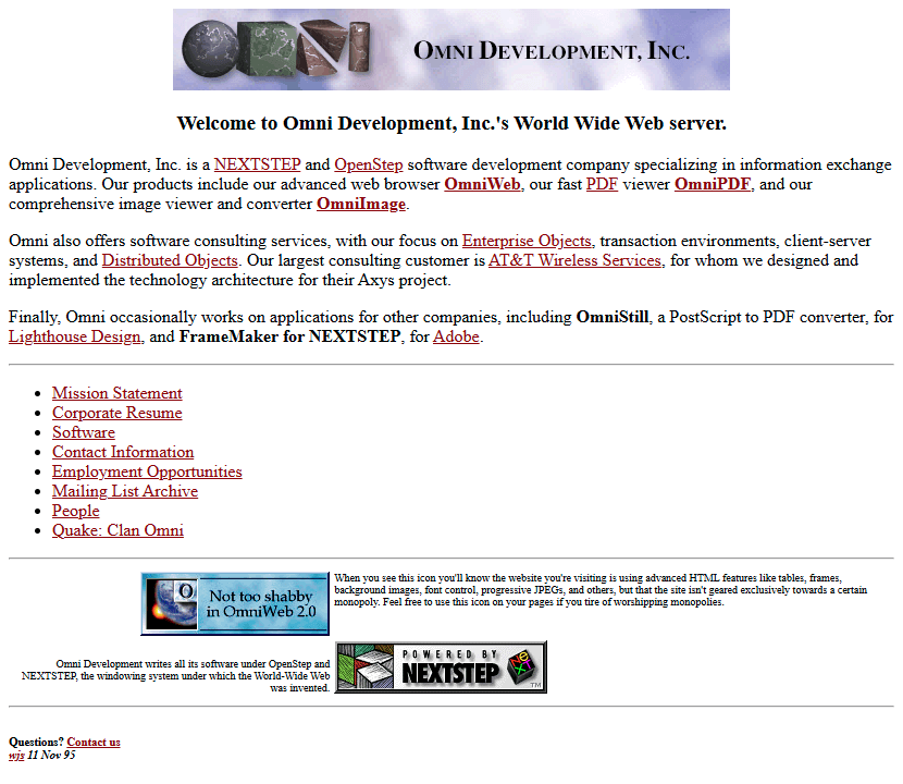Omni Development website in 1995
