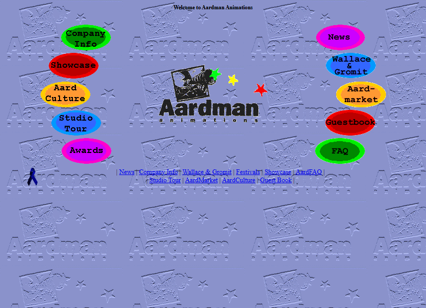Aardman Animations website in 1996