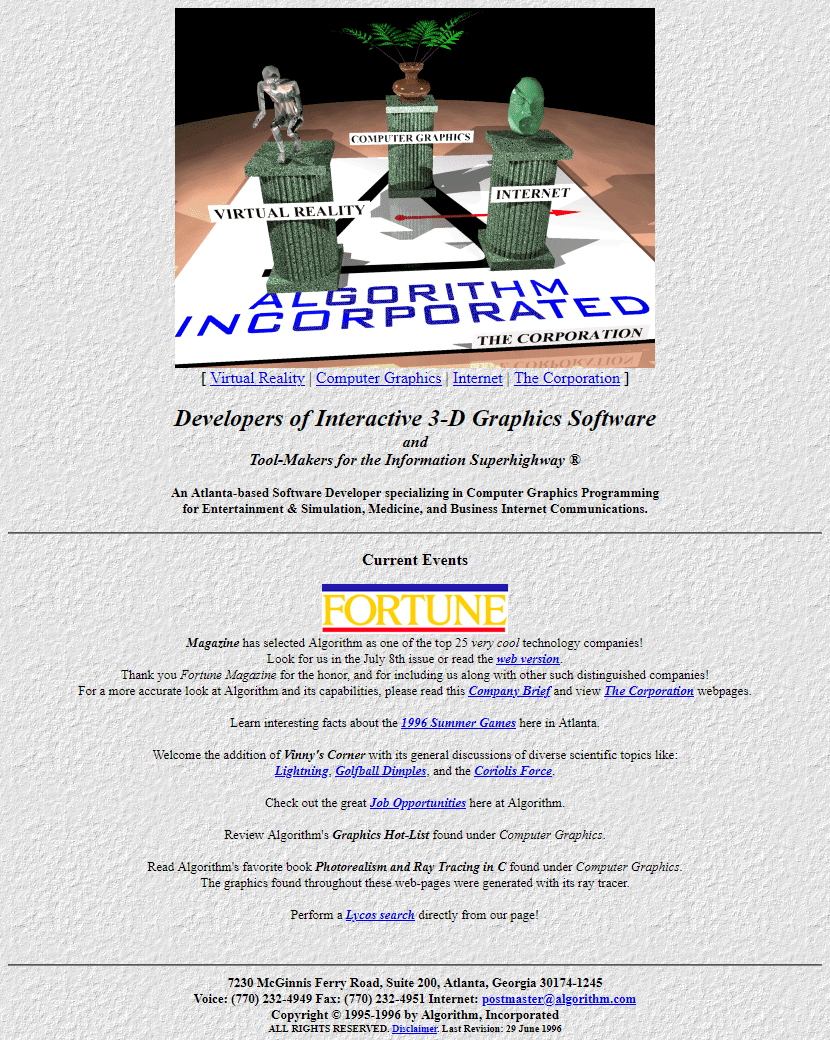 Algorithm website in 1996