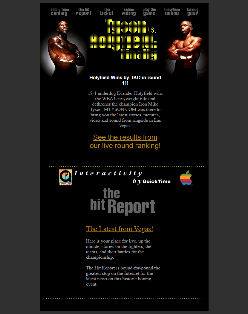Mike Tyson website in 1996