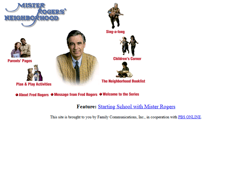 Mister Rogers' Neighborhood website in 1996