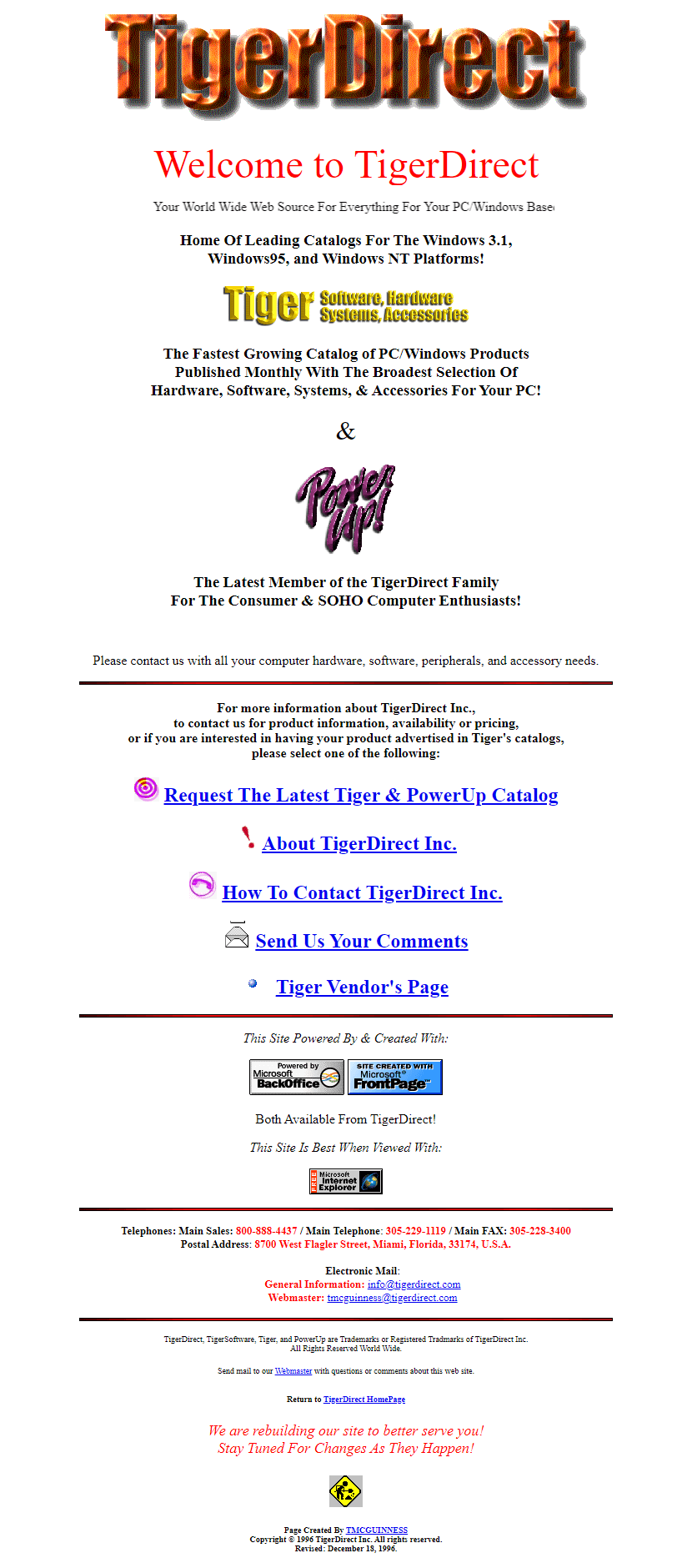 TigerDirect website in 1996