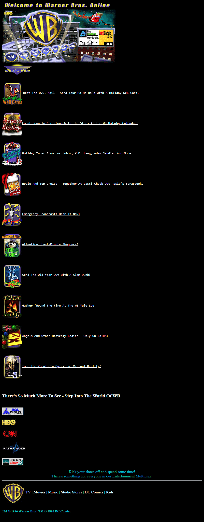 Warner Bros. website in 1996