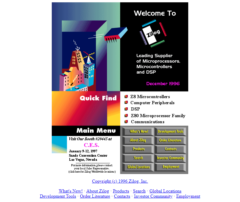 Zilog website in 1996