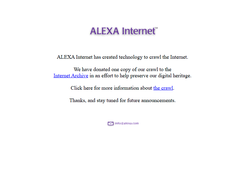 Alexa Internet website in 1997